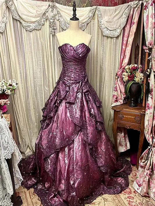 Fashion Vintage Elegant Exquisite Beading Sweet Elegant Long Layered Tulle Floor Length Ball Gown Evening Dress Wedding Dress gh4158