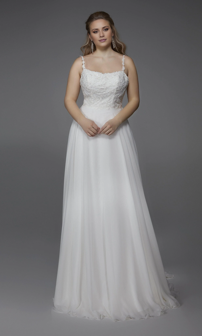 Chiffon lace square collar with flowing back tie for wedding dress