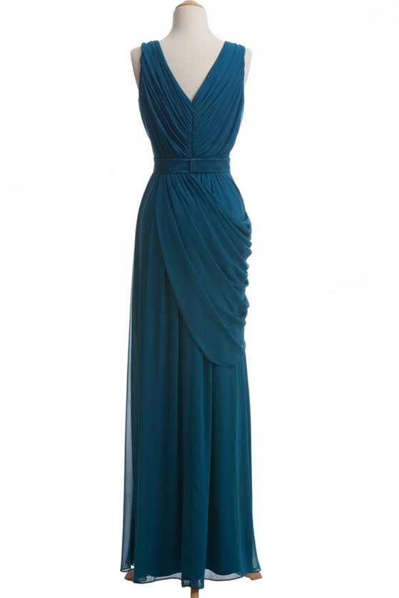 Purple Chiffon V-Neck Sleeveless Bridesmaid Dress