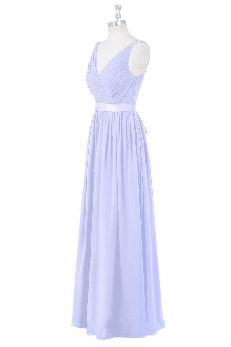 Lavender V-Neck Backless A-Line Long Bridesmaid Dress