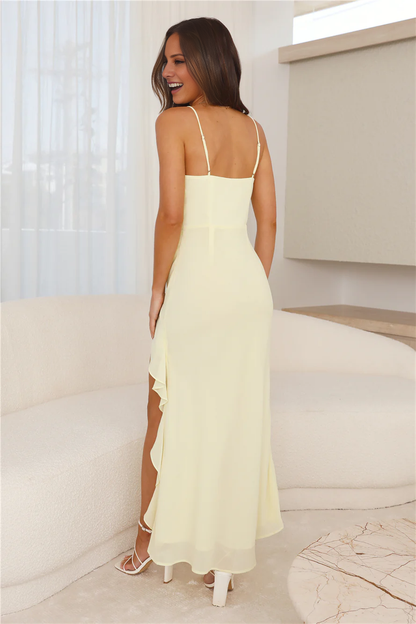 Jimiss slim shoulder strap with folded edges side folds and floor length Prom dress