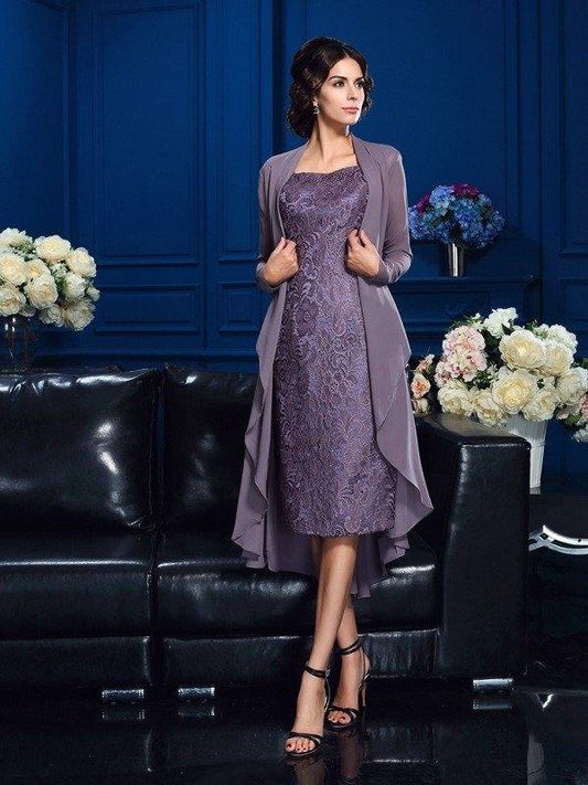 Sheath/Column Straps Sleeveless Tea-Length Chiffon Mother of the Bride Dresses - RongMoon