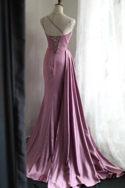 Pink bead elegant long fashion dress satin dress gh6644