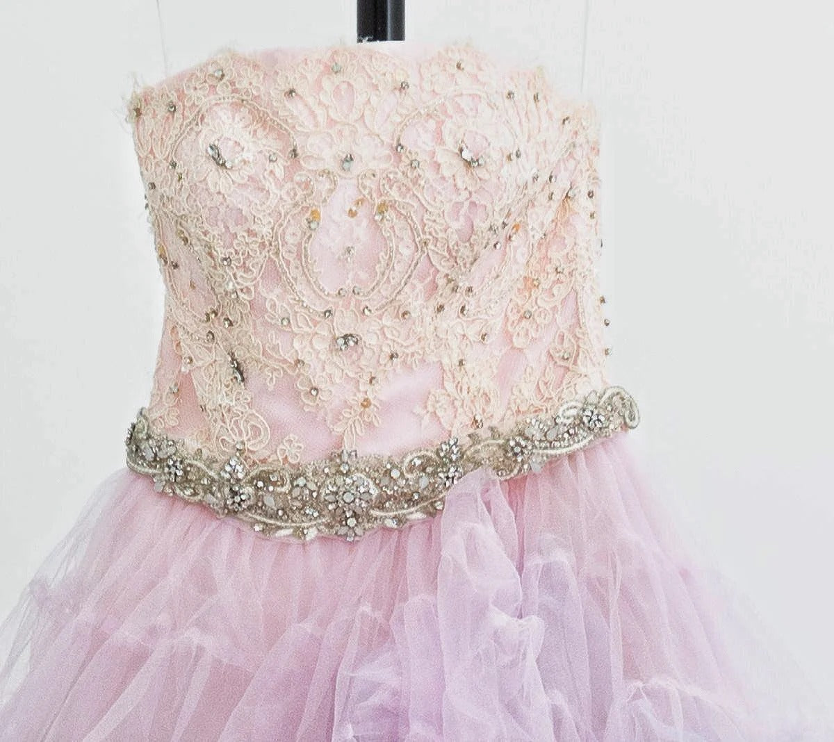 Girlhomeshops-Pink purple blue colorful fashion gradient gorgeous beading shiny elegant long layered tulle ball gown gh5321