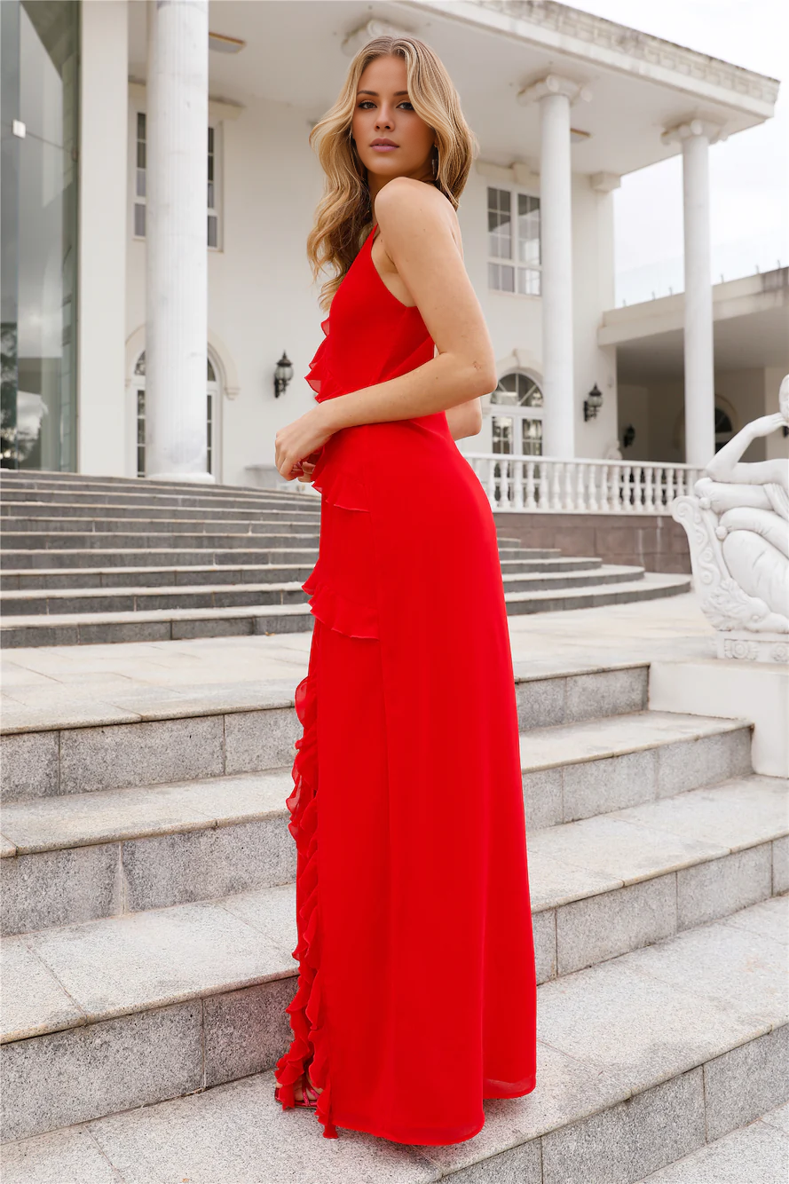 Jimiss V-neck slim shoulder strap with backless pleats and floor length Prom dress