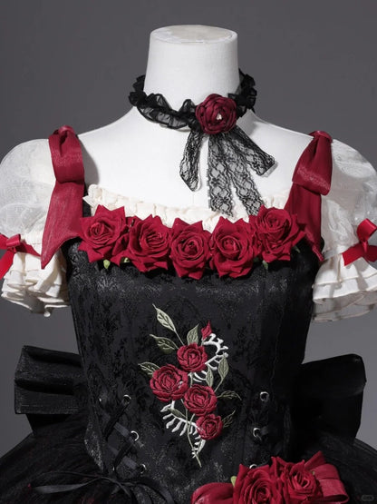 Girlhomeshops-Black red floral tulle lace short homecoming dress birthday dress gh5346