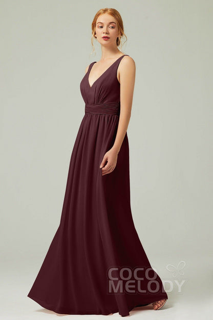 A-Line Floor Length Chiffon Bridesmaid Dress CB0318