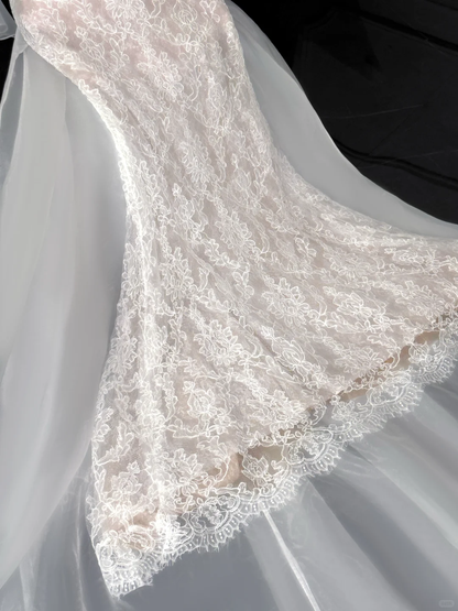 Elegant Ivory Applique Design Mermaid Wedding Dress Prom Dress Evening Dress HZ1024