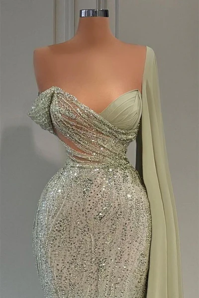 Luxury Sequins Beaded Mermaid Evening Dress Long Party Dress cc1744