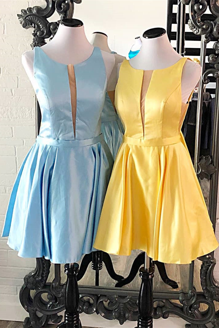Cute A-line Short Yellow Homecoming Dress Mini Dresses Party Night