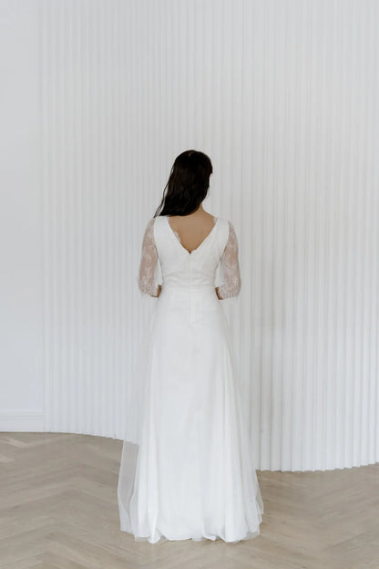 Lace wedding dress  long sleeves dres  minimalist dress  casual wedding dress  unique wedding dress