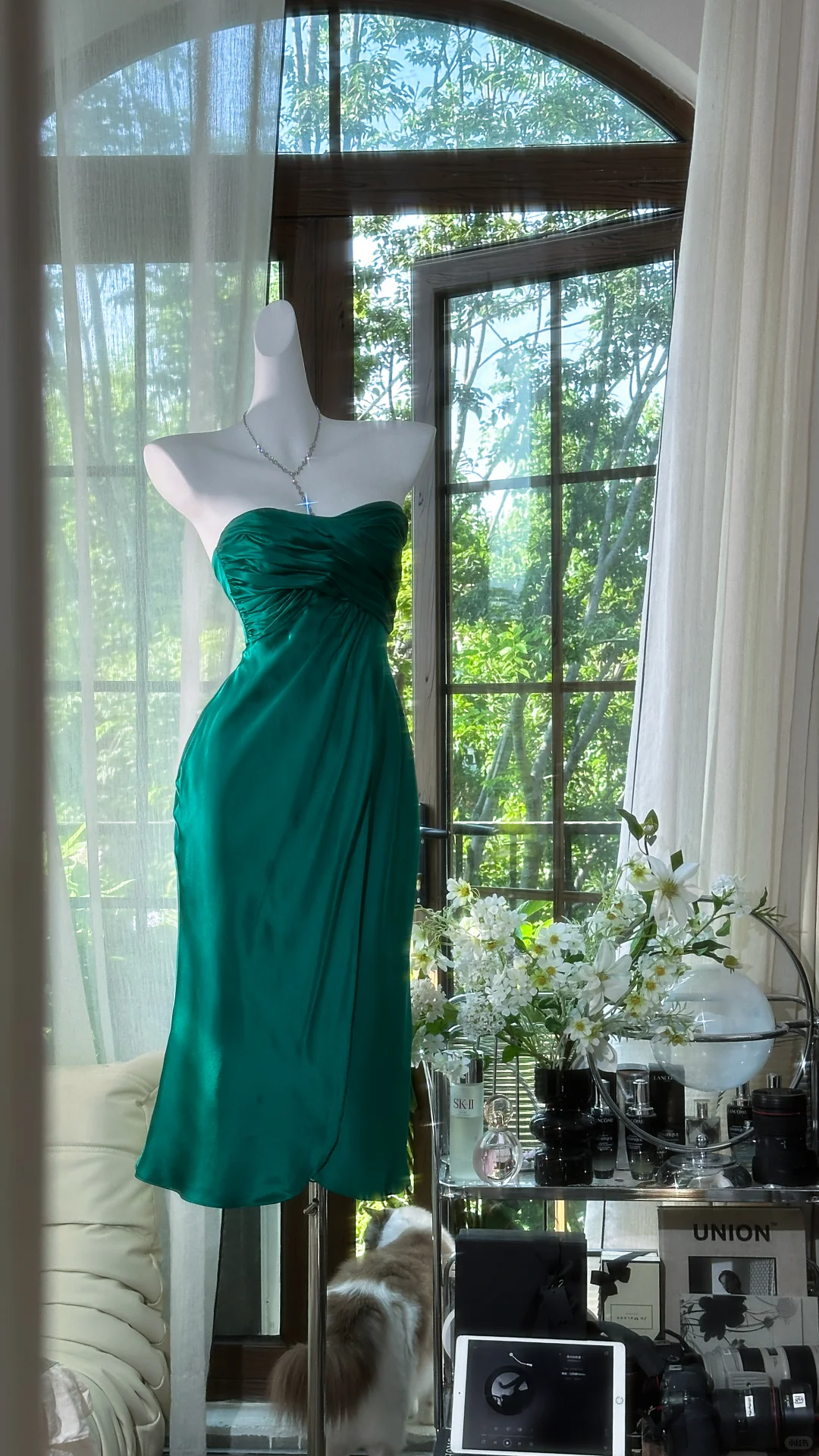 Enchanting Dark Green Sweetheart Strapless Sheath Satin Prom Dress Evening Dress HZ1024