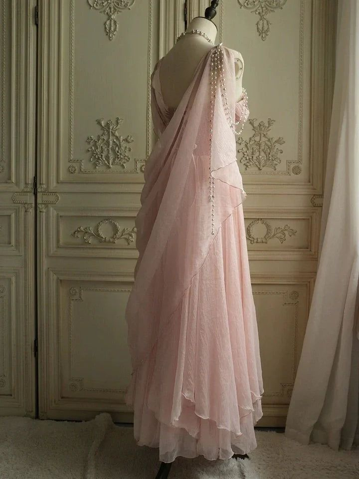 Classy Pink Chiffon A Line Party Dress Formal Evening Dress cc2724