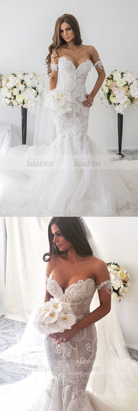 Lace Appliques Sweetheart  Mermaid Wedding Dress
