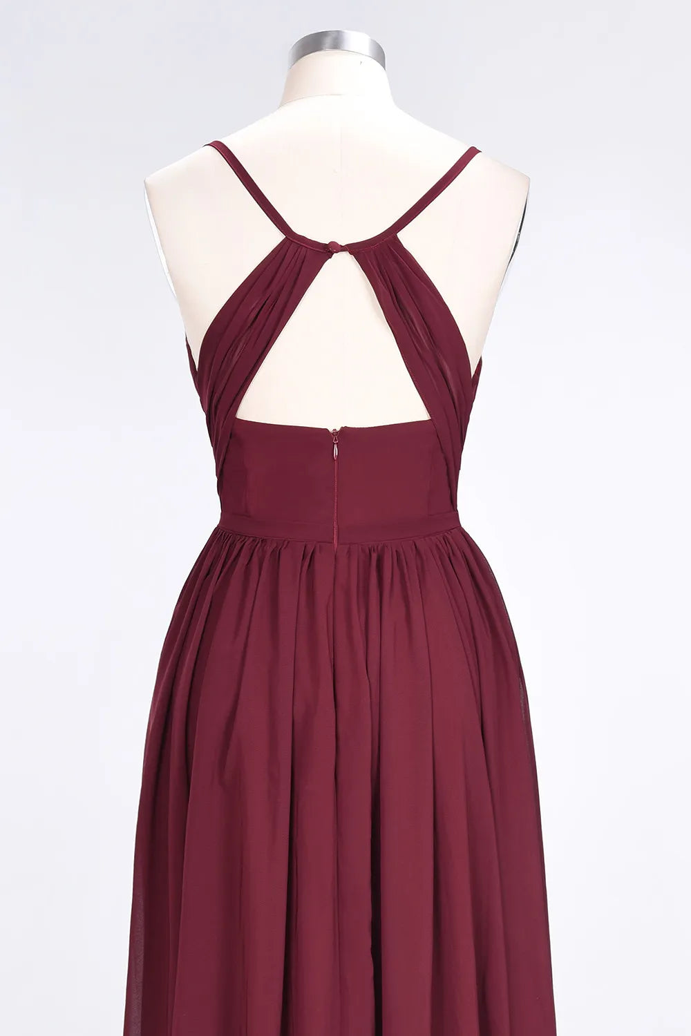 A-Line Spaghetti-Straps V-Neck Sleeveless Floor-Length Bridesmaid Dress with