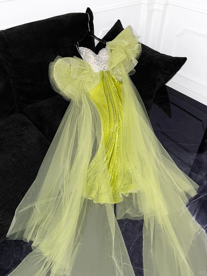 Sparkling Green Sequined Design Elegant Mermaid Prom Dress Evening Dress HZ1024