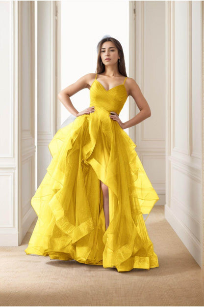A-Line Floor-Length Tulle Prom Dress CS0412