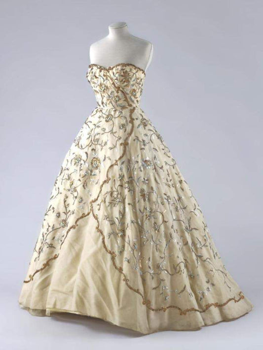 girlhomeshops--Vintage Floral Long Tulle Prom Dress Ball Gown gh5556