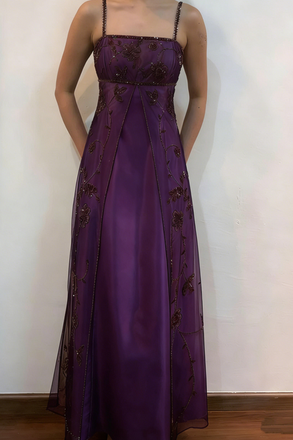 Brown Elegant Fashion Exquisite Spaghetti Strap Long Tulle Ball Gown Evening Dress Party Dress Prom Dress gh3590