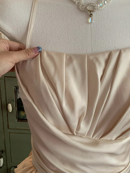 Stunning Champagne Sweet Cute Short Irregular Floral and Irregular Hem Chiffon Satin Homecoming Dress Evening Dress Birthday Party Dress Prom Dress Prom Dress gh3923