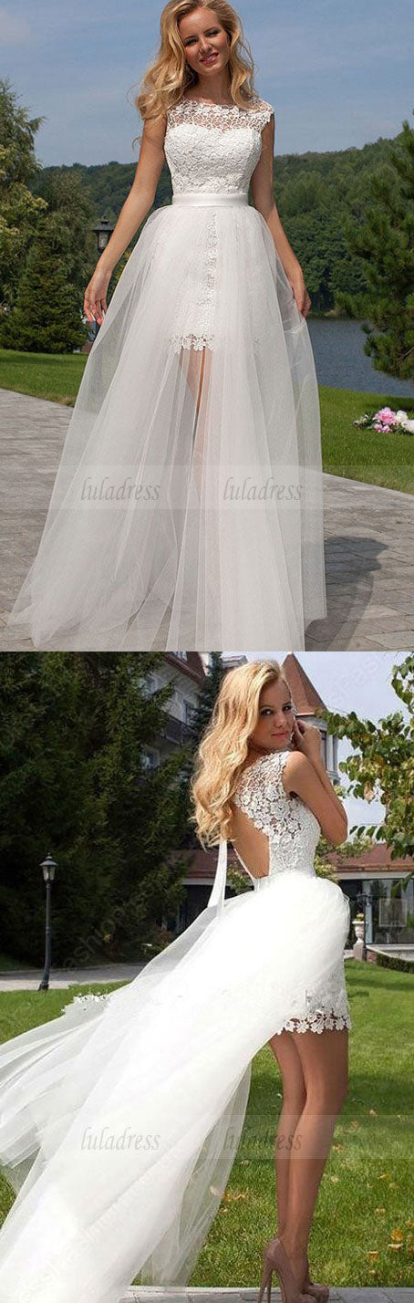 Lace Wedding Dress, Sleeveless Wedding Dress, Open-Back Wedding Dress, Charming Wedding Dress