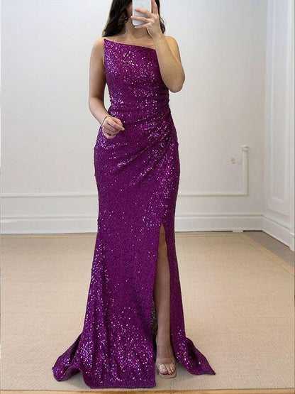 Velvet Sequins Sequin Strapless Sleeveless Sweep/Brush Train Dresses