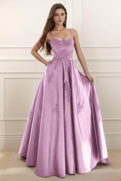 A-Line Floor Length Satin Prom Dress CS0458