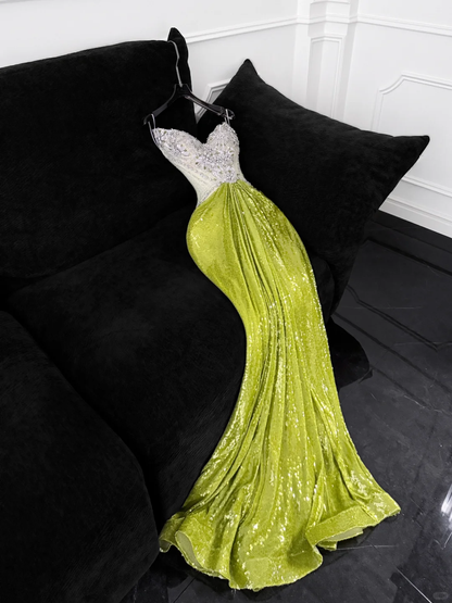 Sparkling Green Sequined Design Elegant Mermaid Prom Dress Evening Dress HZ1024