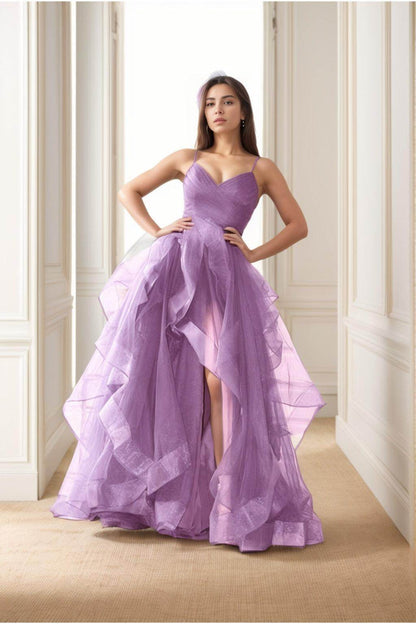 A-Line Floor-Length Tulle Prom Dress CS0412