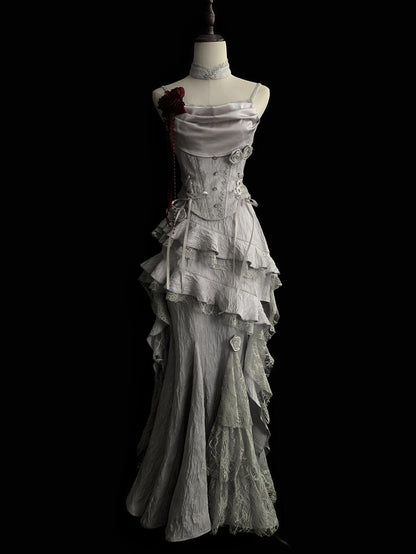 Grey Retro Fashion Elegant Long/Short Lace Homecoming Dress Prom Dress Evening Gown gh3443
