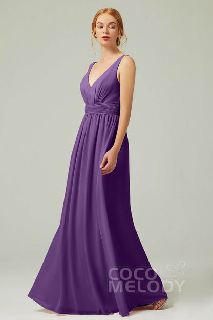 A-Line Floor Length Chiffon Bridesmaid Dress CB0318