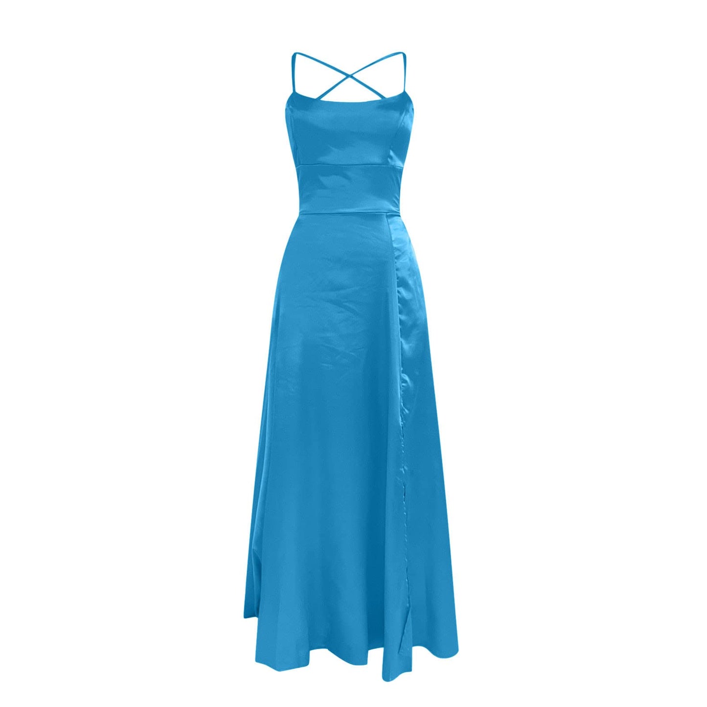 Sky Blue Elegant Long Prom Dresses for Women Formal Dresses Ruched Sexy Evening Dress