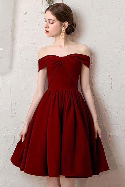 Simple burgundy chiffon short prom dress burgundy homecoming dress