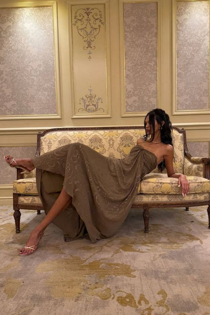 Matcha Green Sweet Exquisite Beading Long Chiffon Elegant Floor Length Ball Gown Evening Gown Party Dress Prom Dress gh3771