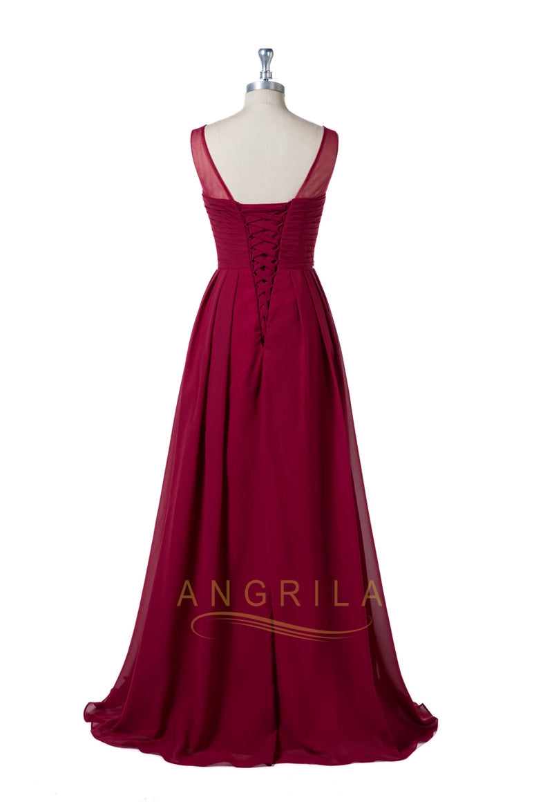 Beading Sleeveless Scoop Neck Formal Dresses
