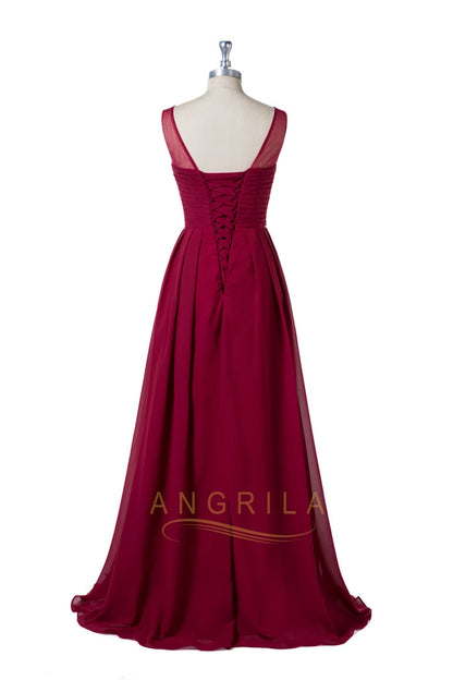Beading Sleeveless Scoop Neck Formal Dresses