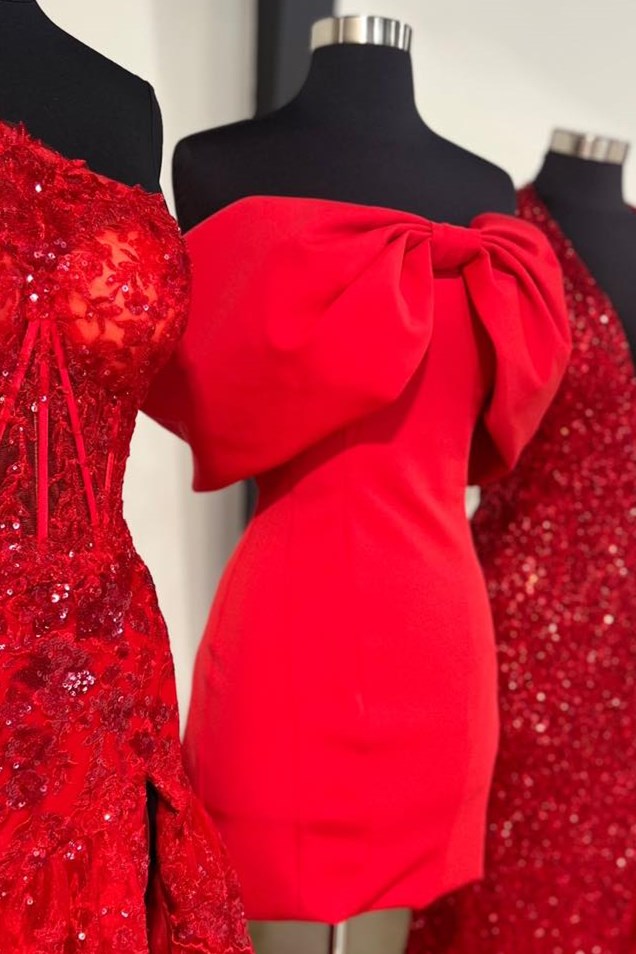 Off-the-Shoulder Satin Short Homecoming Dress with Bow