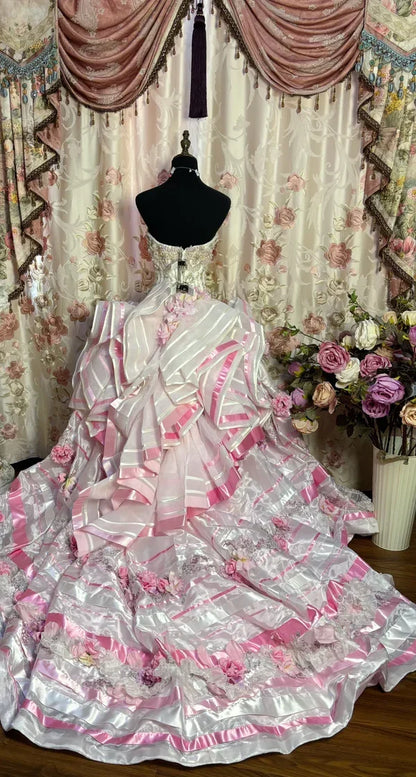 Vintage Pink Sweetheart Strapless Beaded Sweet 16 Quinceanera A-Line Evening Dress Ball Gown HZ1024