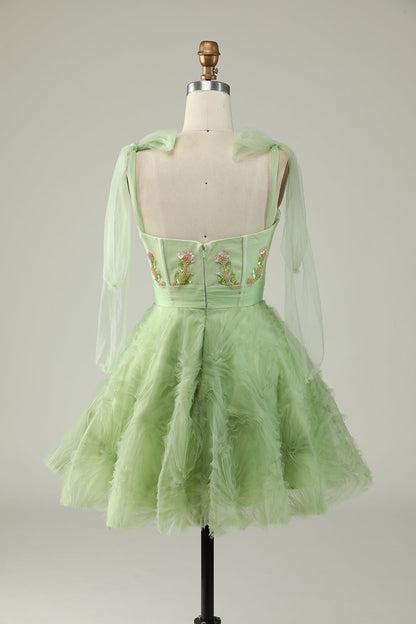 Sage Sweetheart A-Line Homecoming Dress with Ruffles