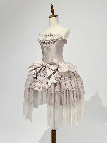 Girlhomeshops-Pink Sweet Formal Princess Satin Short Homecoming Dress Birthday Party Dress gh5348
