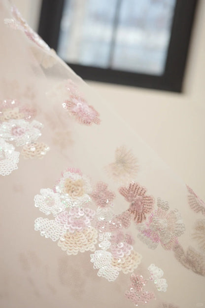 Girlhomeshops-Pink floral fashion long tulle sequin homecoming dress birthday dress Prom dress evening dress gh5071