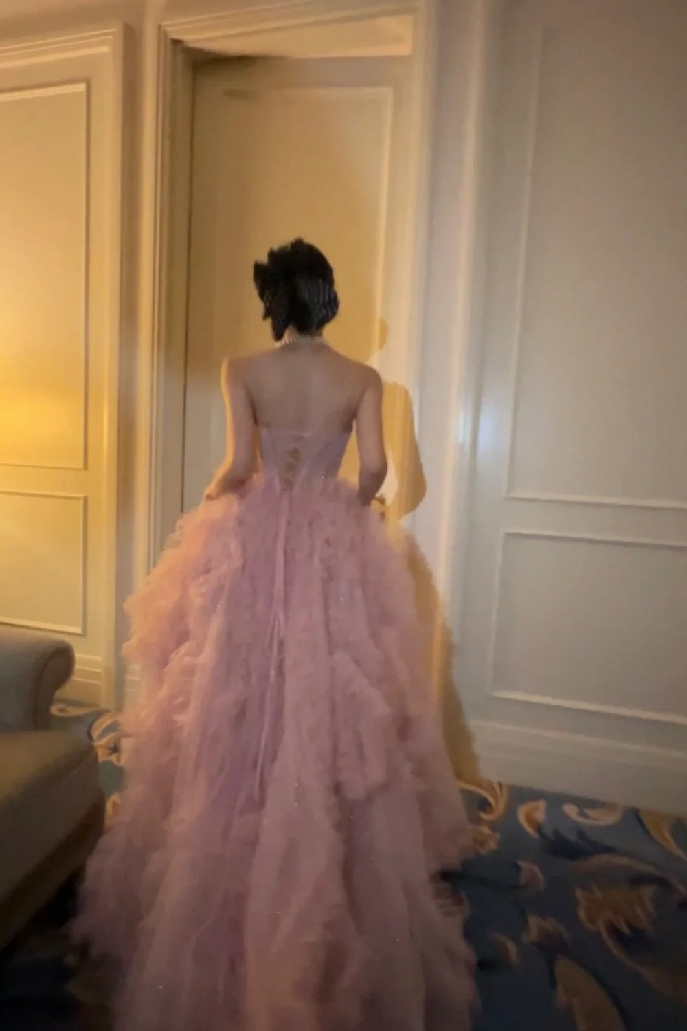 Pink shiny elegant long graduation gown evening gown gh6815