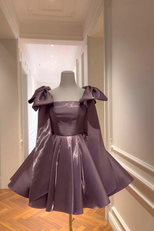 Sparkling Purple Puff Skirt Short Birthday Dress Homecoming Dress gh6795