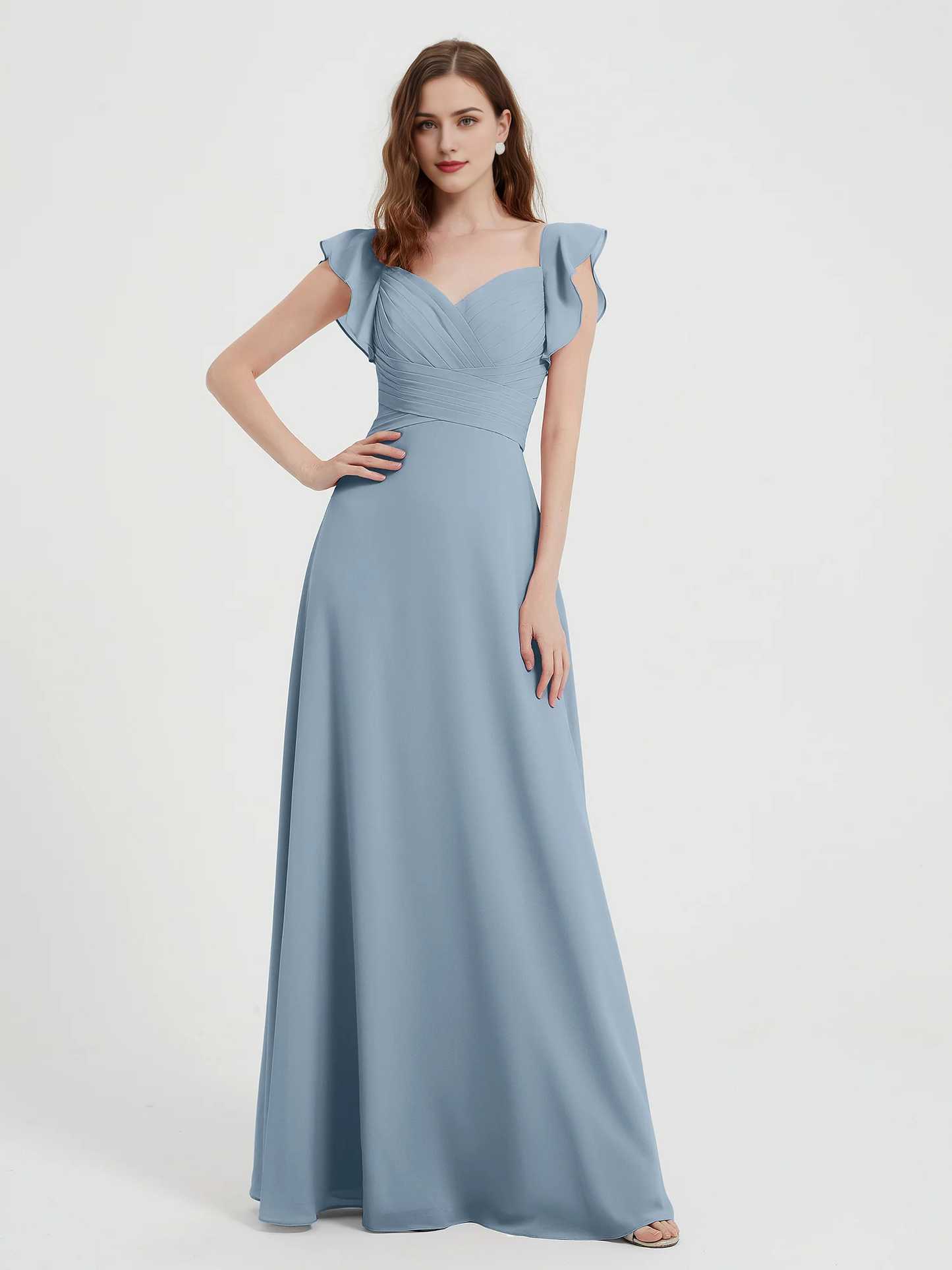 Sweetheart Drifting Sleeves Chiffon Dress