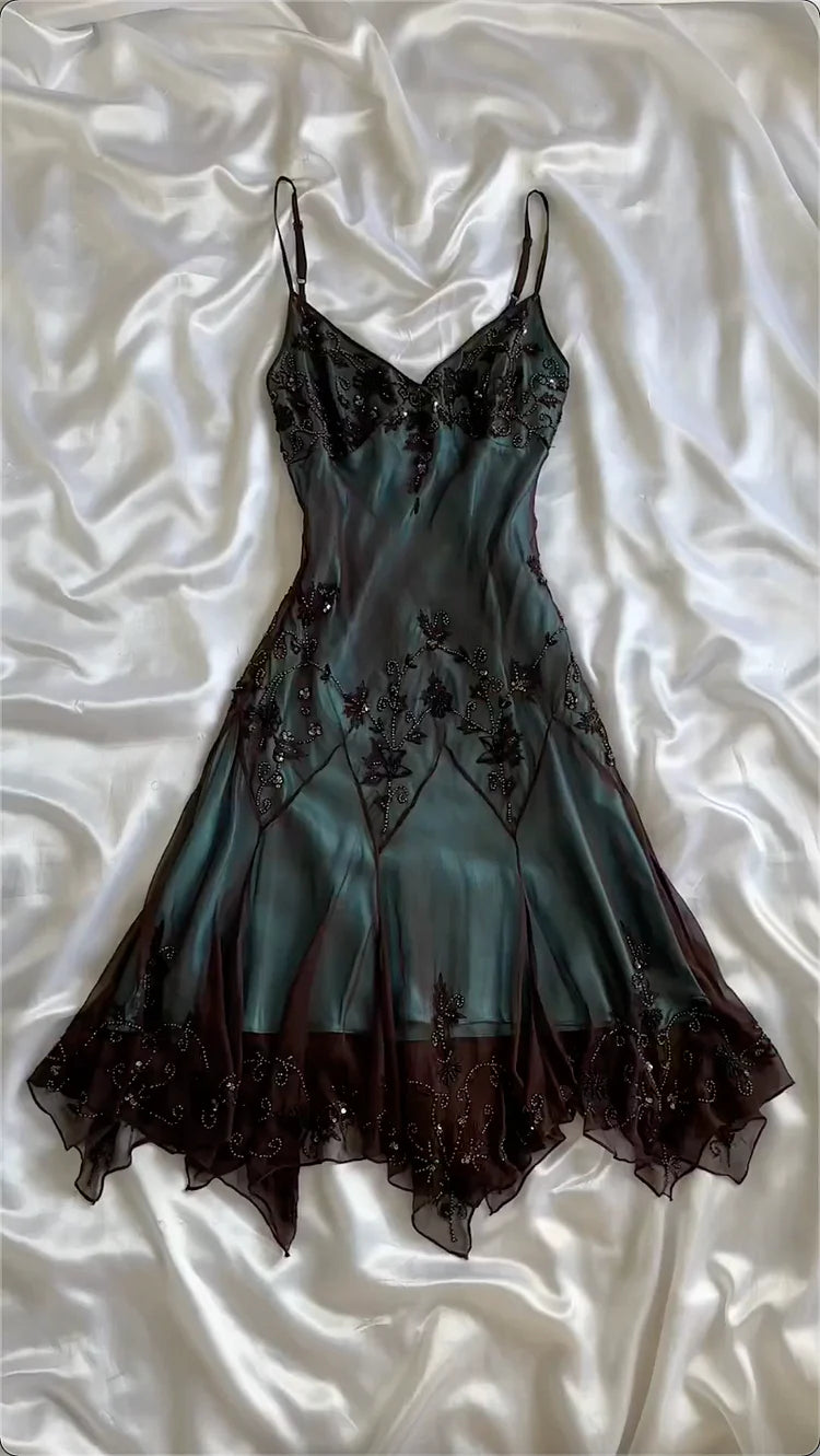 Turquoise Gorgeous Vintage Exquisite Beading Spaghetti Strap Long/Short Chiffon Ball Gown Evening Gown Party Dress Homecoming Dress gh3333