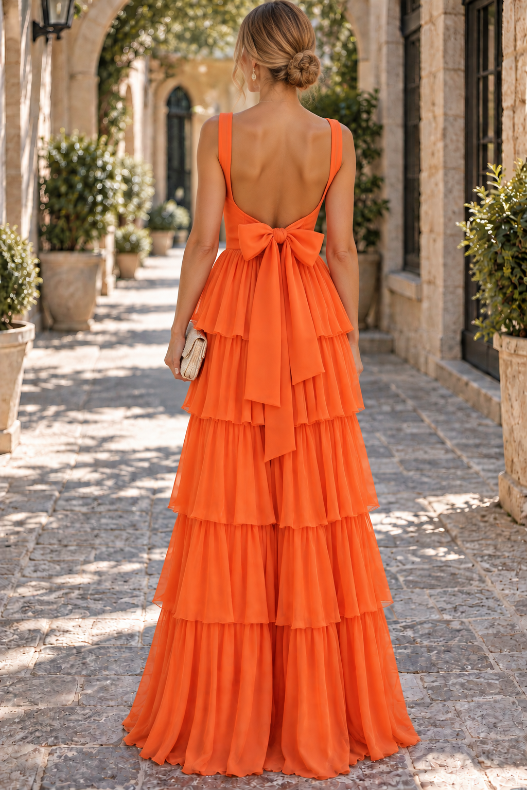 Elegant Straps Square Layered Sleeveless Long Prom Formal Dress