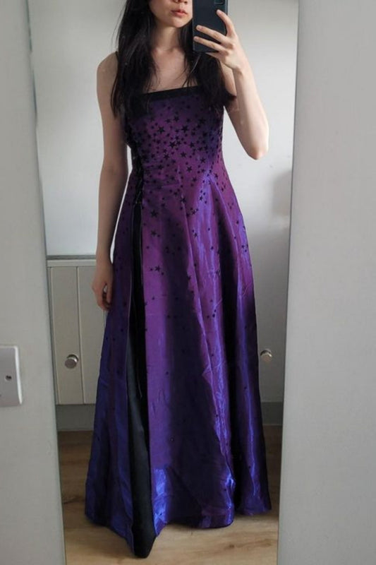 Purple Star Long Satin Evening Gown gh6861
