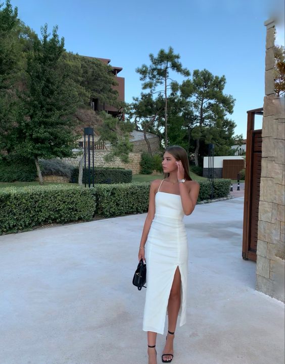 Sexy Midi white Prom Dresses Lady Dress for Party