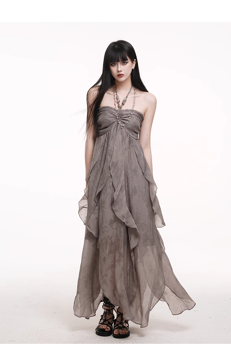 Simple Fashion Beach Party Chiffon Halter Dress HZ1024