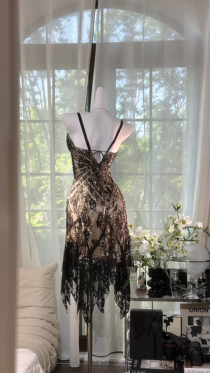 Elegant V-neck Applique Beaded Sequin Romantic Chiffon Evening Dress Prom Dresses HZ1024